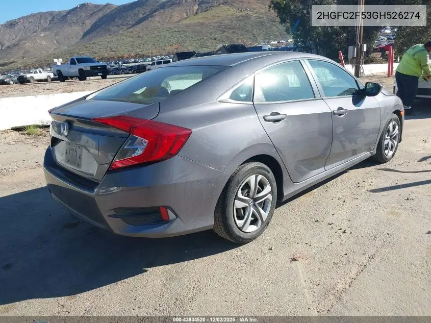 2HGFC2F53GH526274 2016 Honda Civic Lx