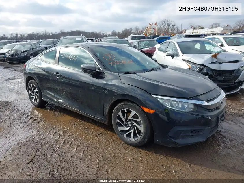 2HGFC4B07GH315195 2016 Honda Civic Lx-P