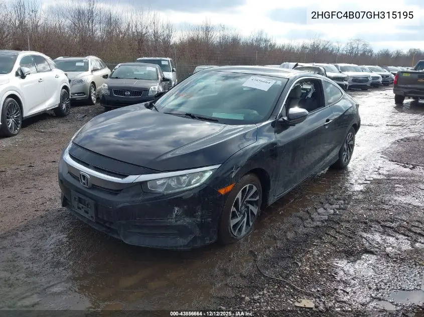 2HGFC4B07GH315195 2016 Honda Civic Lx-P
