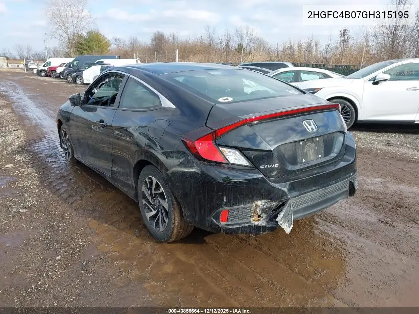 2HGFC4B07GH315195 2016 Honda Civic Lx-P