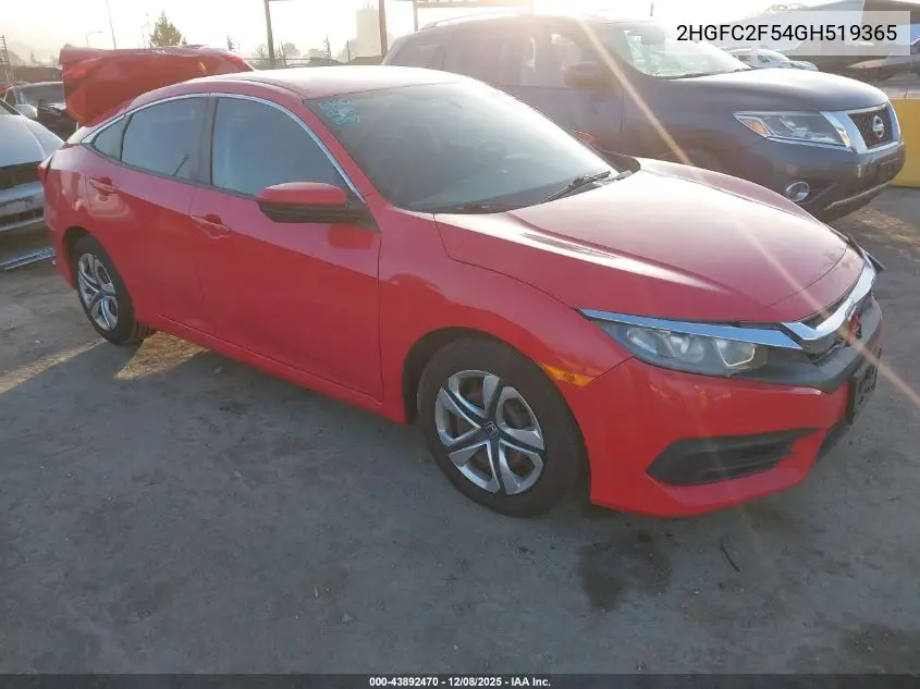 2HGFC2F54GH519365 2016 Honda Civic Lx