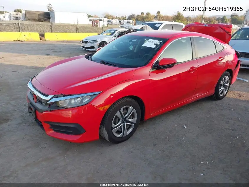 2HGFC2F54GH519365 2016 Honda Civic Lx