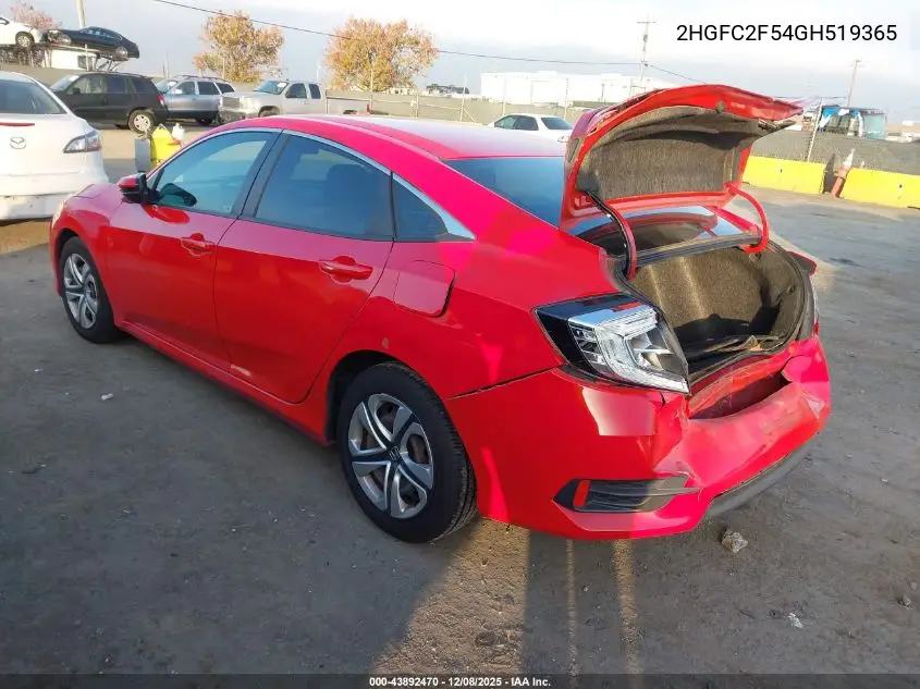 2HGFC2F54GH519365 2016 Honda Civic Lx