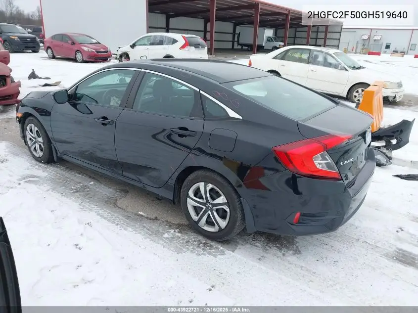 2HGFC2F50GH519640 2016 Honda Civic Lx