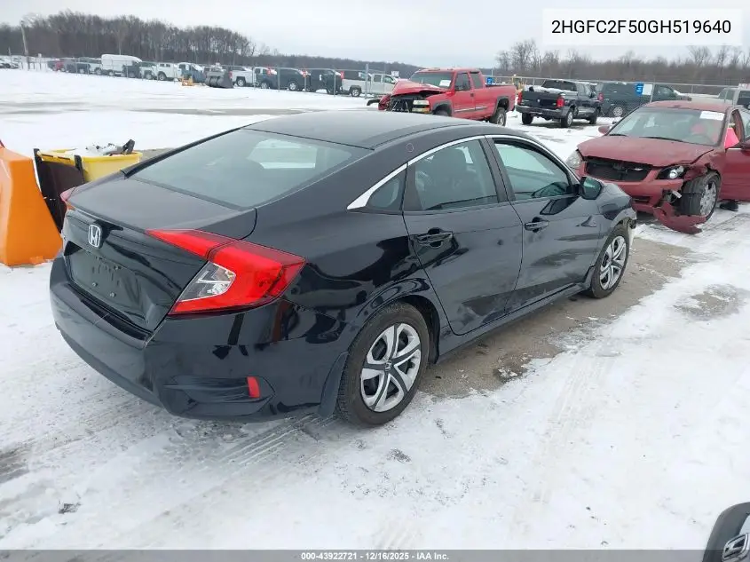 2HGFC2F50GH519640 2016 Honda Civic Lx
