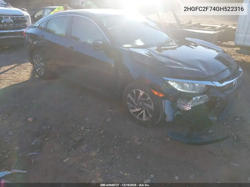 2HGFC2F74GH522316 2016 Honda Civic Ex