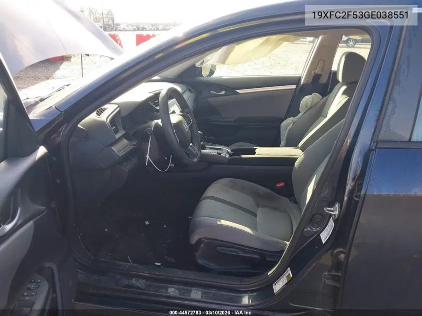 19XFC2F53GE038551 2016 Honda Civic Lx
