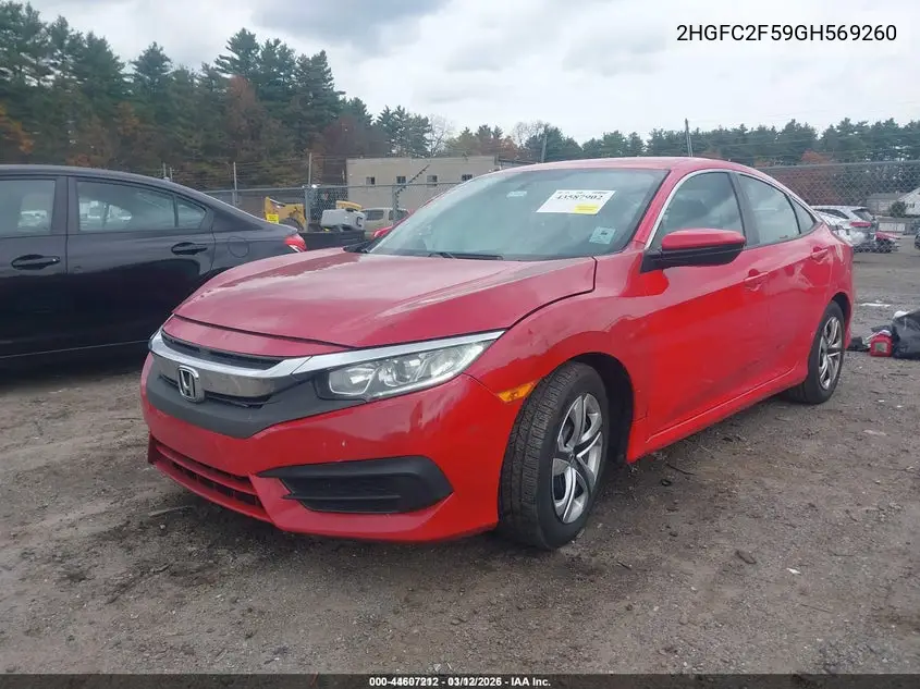 2HGFC2F59GH569260 2016 Honda Civic Lx