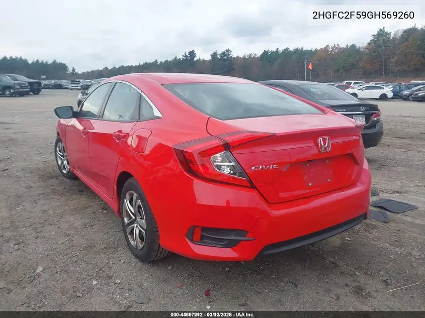 2HGFC2F59GH569260 2016 Honda Civic Lx
