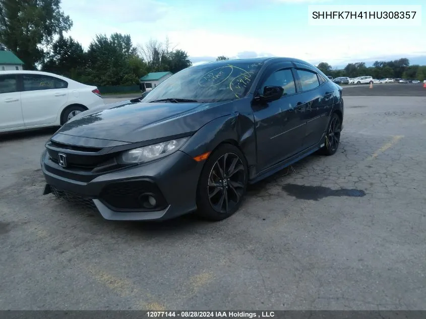 2017 Honda Civic Hatchback VIN: SHHFK7H41HU308357 Lot: 12077144