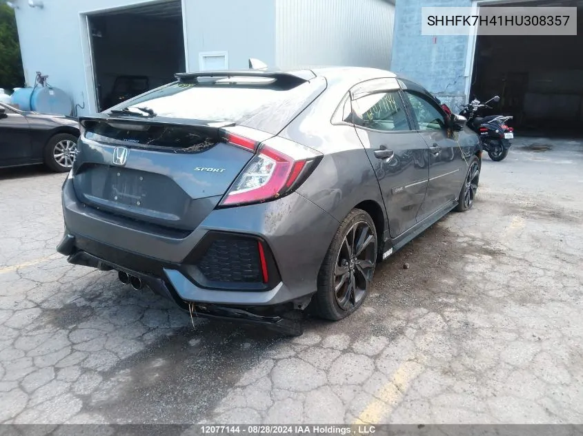 2017 Honda Civic Hatchback VIN: SHHFK7H41HU308357 Lot: 12077144