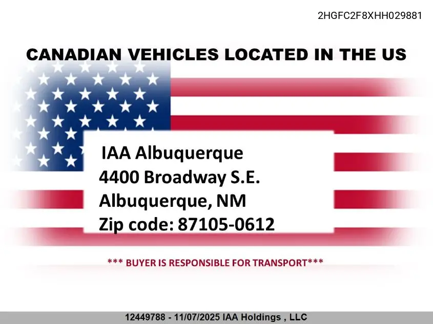 2HGFC2F8XHH029881 2017 Honda Civic