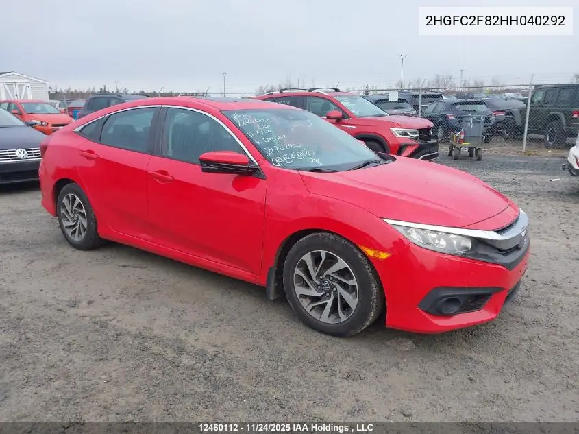 2HGFC2F82HH040292 2017 Honda Civic Ex 4Dr