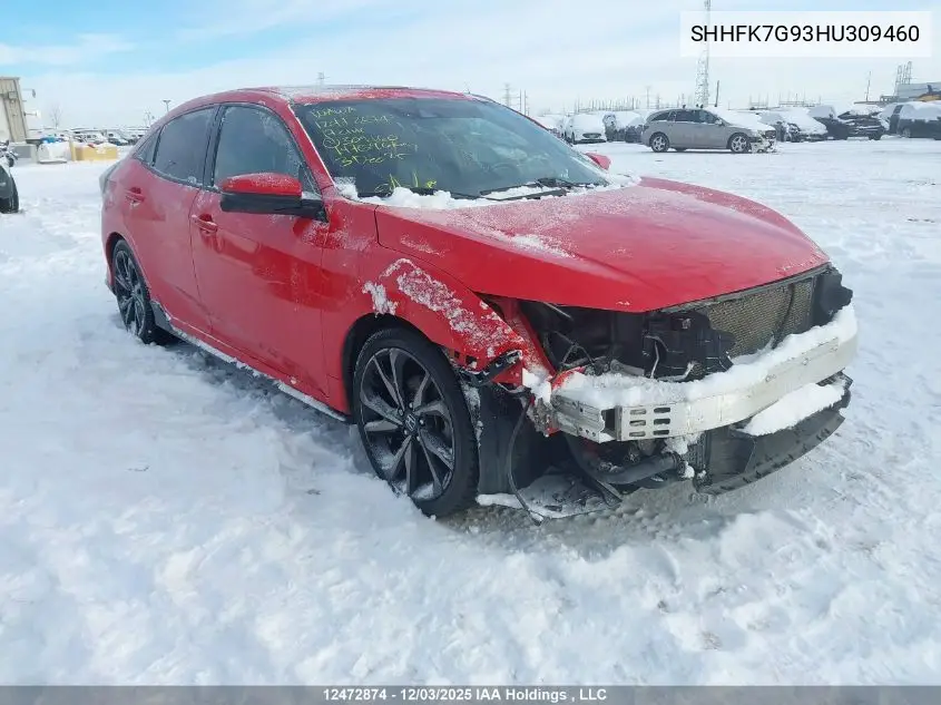 SHHFK7G93HU309460 2017 Honda Civic Hatchback