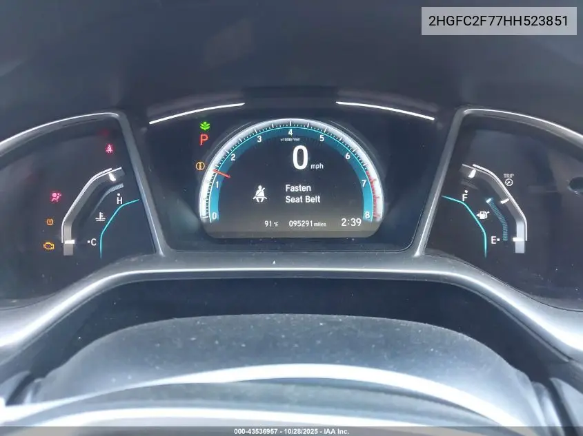 2HGFC2F77HH523851 2017 Honda Civic Ex