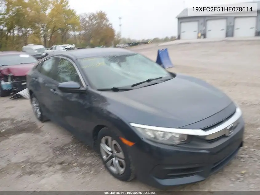19XFC2F51HE078614 2017 Honda Civic Lx