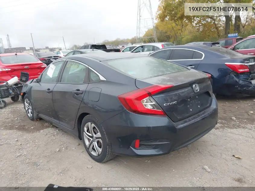 19XFC2F51HE078614 2017 Honda Civic Lx