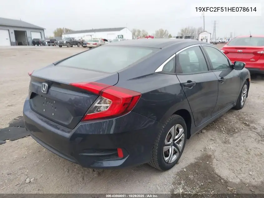 19XFC2F51HE078614 2017 Honda Civic Lx