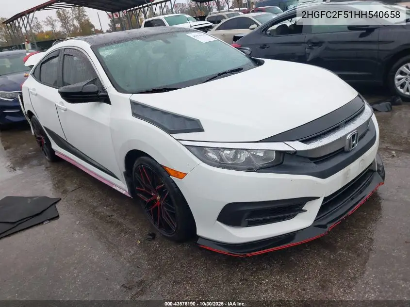 2HGFC2F51HH540658 2017 Honda Civic Lx