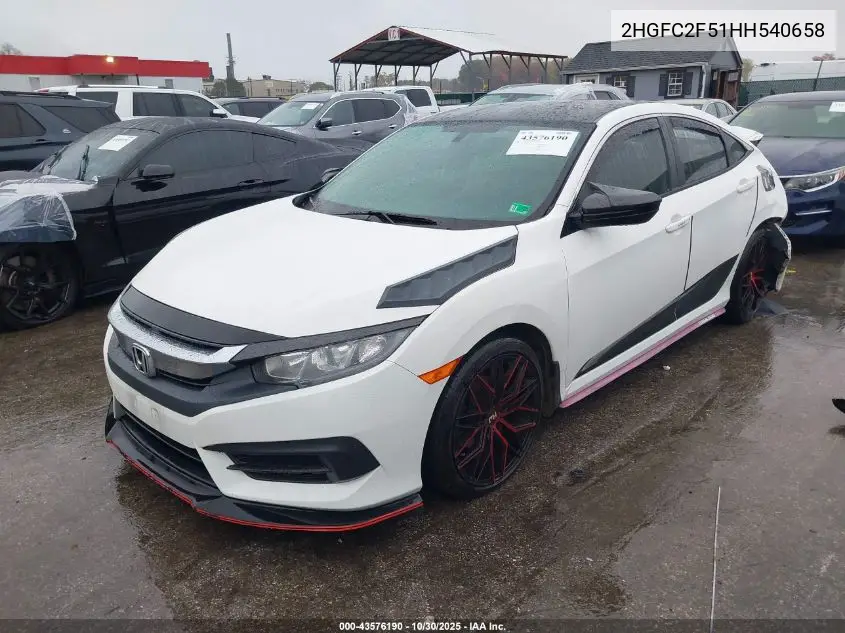2HGFC2F51HH540658 2017 Honda Civic Lx