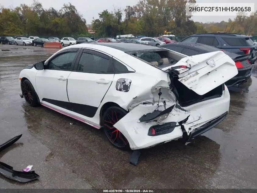2HGFC2F51HH540658 2017 Honda Civic Lx