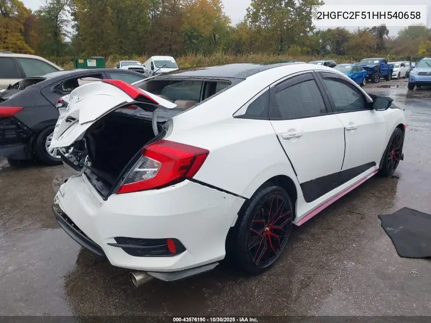 2HGFC2F51HH540658 2017 Honda Civic Lx