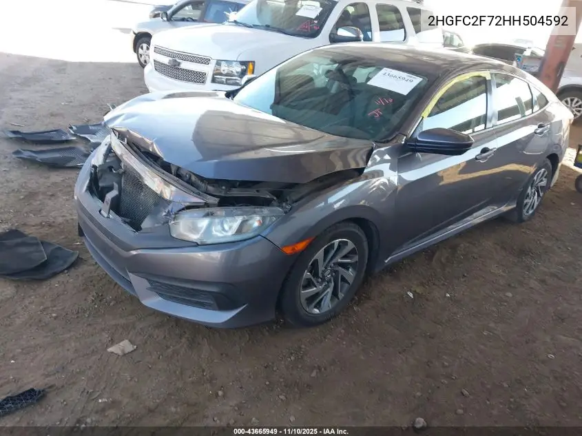 2HGFC2F72HH504592 2017 Honda Civic Ex