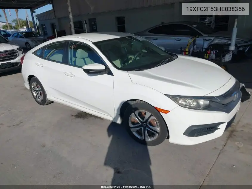 19XFC2F53HE038356 2017 Honda Civic Lx
