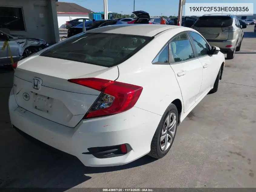 19XFC2F53HE038356 2017 Honda Civic Lx