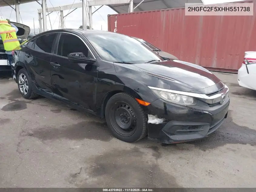 2HGFC2F5XHH551738 2017 Honda Civic Lx
