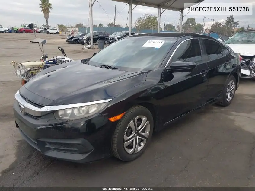2HGFC2F5XHH551738 2017 Honda Civic Lx