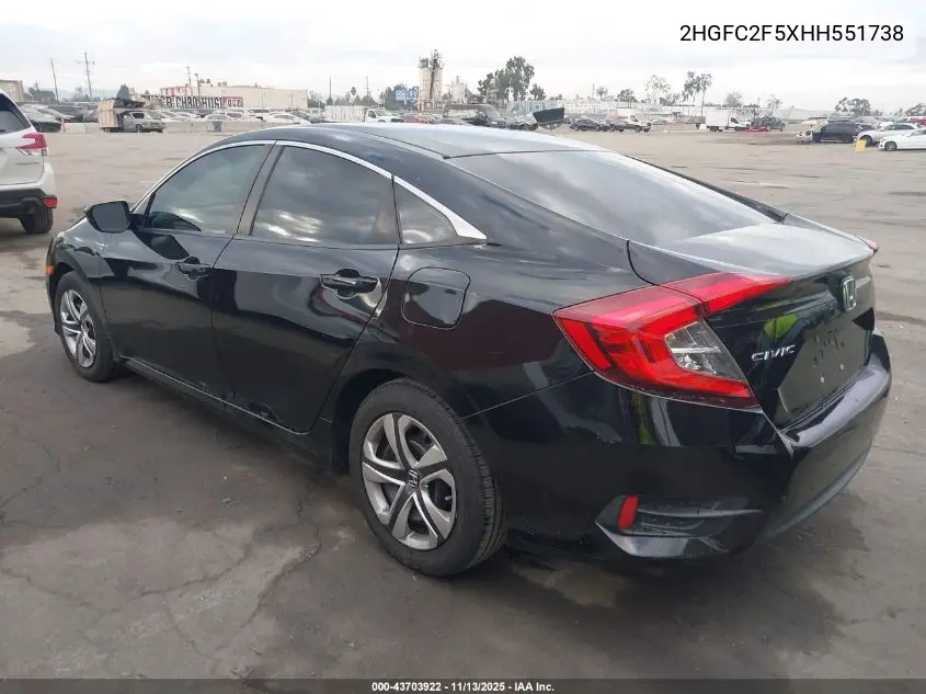 2HGFC2F5XHH551738 2017 Honda Civic Lx