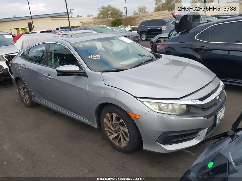 2HGFC2F75HH513738 2017 Honda Civic Ex