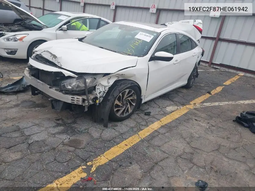 19XFC2F87HE061942 2017 Honda Civic Ex
