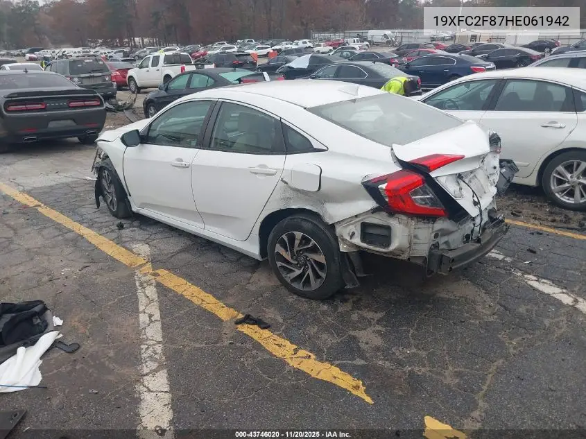 19XFC2F87HE061942 2017 Honda Civic Ex