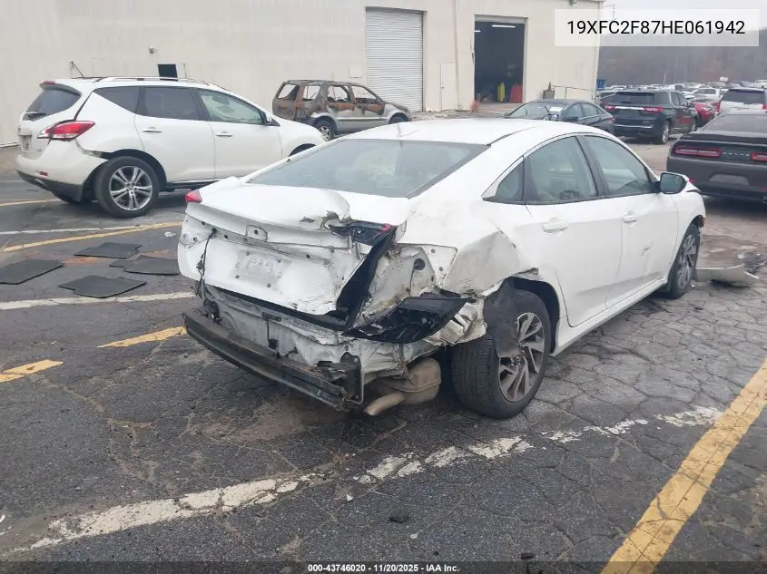 19XFC2F87HE061942 2017 Honda Civic Ex