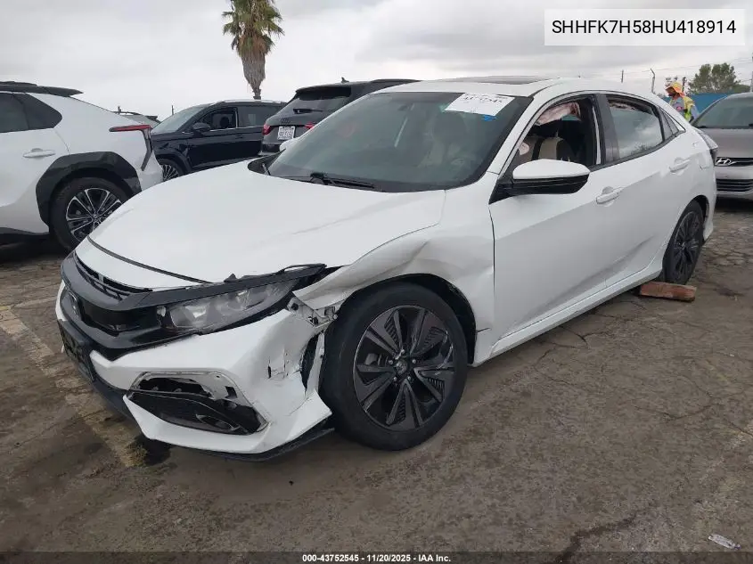 SHHFK7H58HU418914 2017 Honda Civic Ex