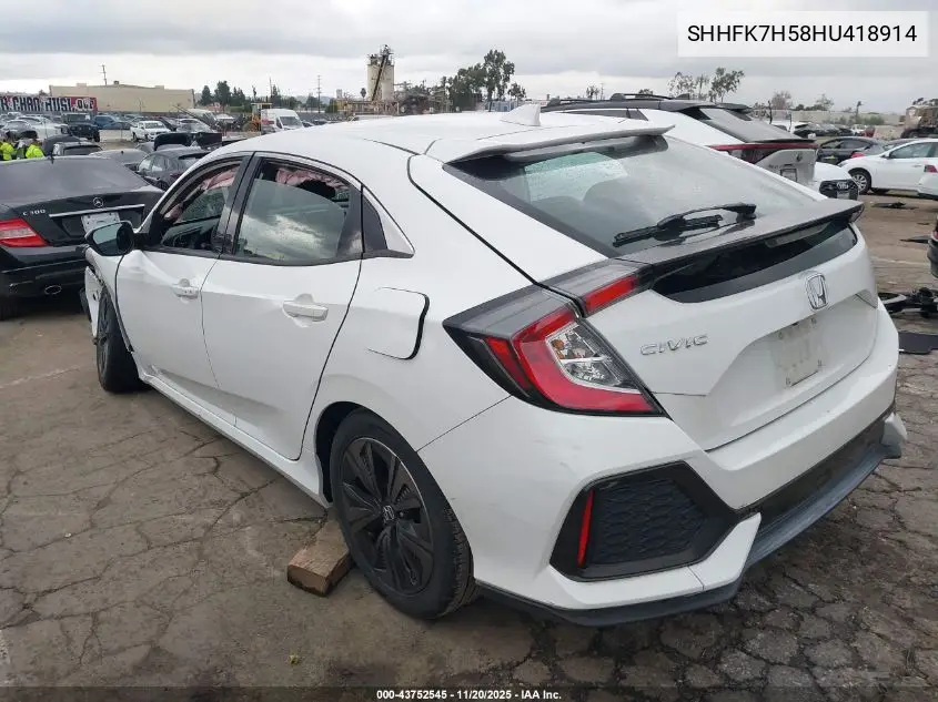 SHHFK7H58HU418914 2017 Honda Civic Ex