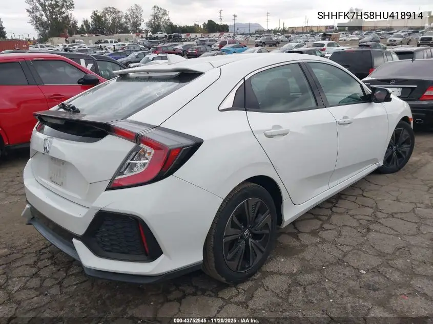 SHHFK7H58HU418914 2017 Honda Civic Ex