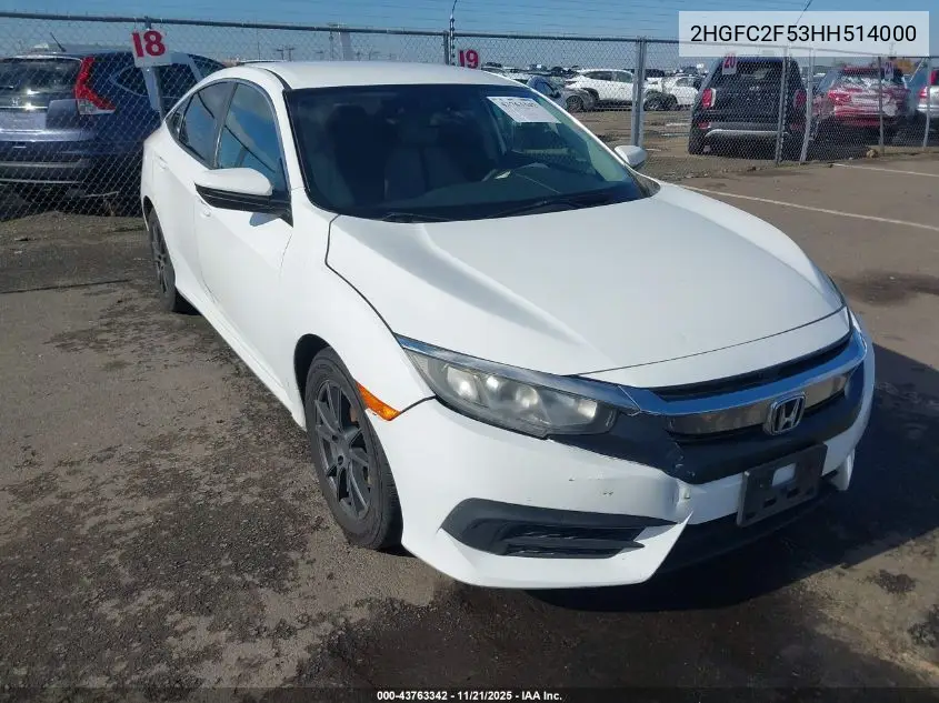 2HGFC2F53HH514000 2017 Honda Civic Lx