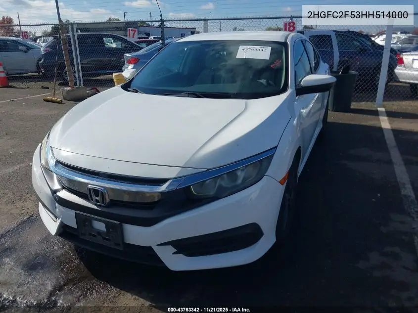 2HGFC2F53HH514000 2017 Honda Civic Lx