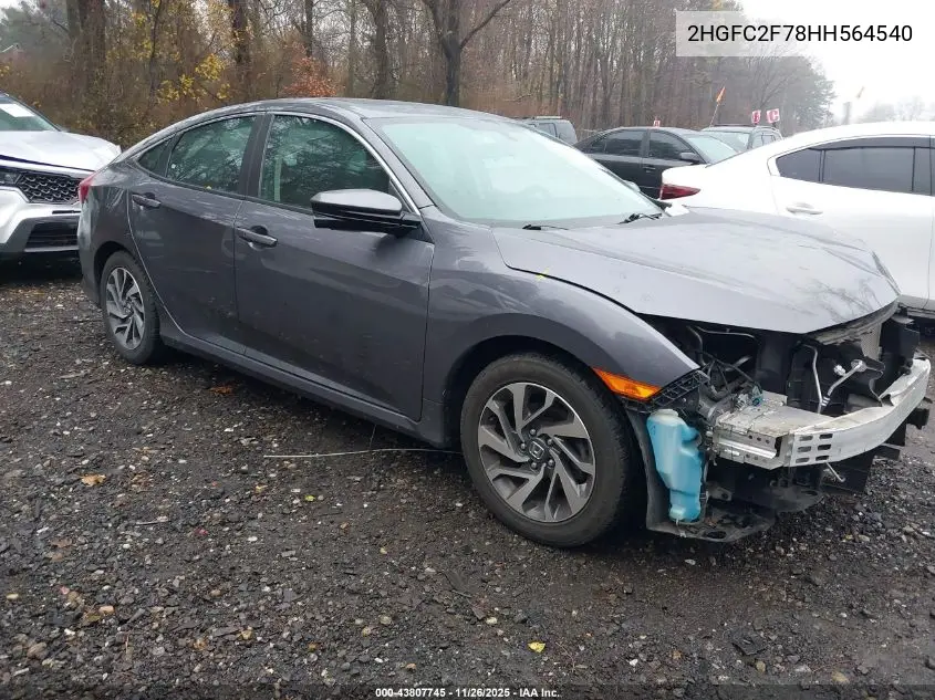 2HGFC2F78HH564540 2017 Honda Civic Ex