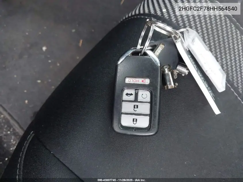 2HGFC2F78HH564540 2017 Honda Civic Ex