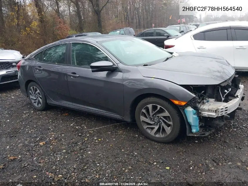 2HGFC2F78HH564540 2017 Honda Civic Ex