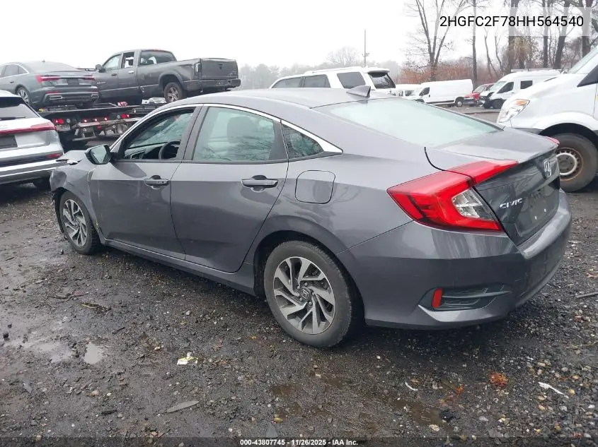 2HGFC2F78HH564540 2017 Honda Civic Ex