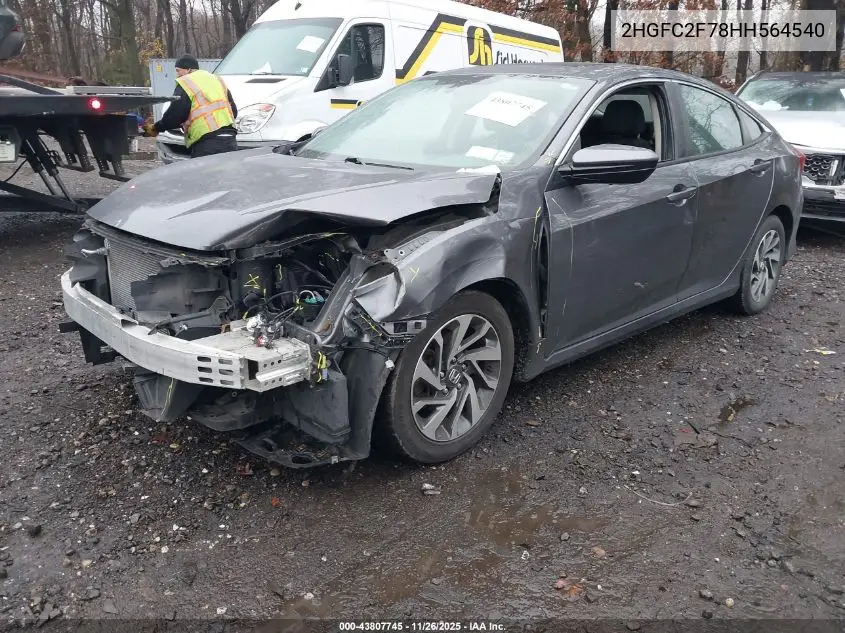 2HGFC2F78HH564540 2017 Honda Civic Ex
