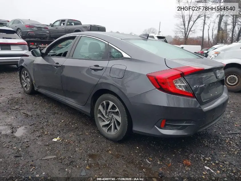 2HGFC2F78HH564540 2017 Honda Civic Ex