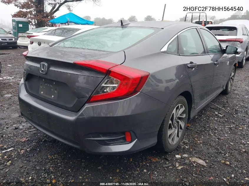 2HGFC2F78HH564540 2017 Honda Civic Ex