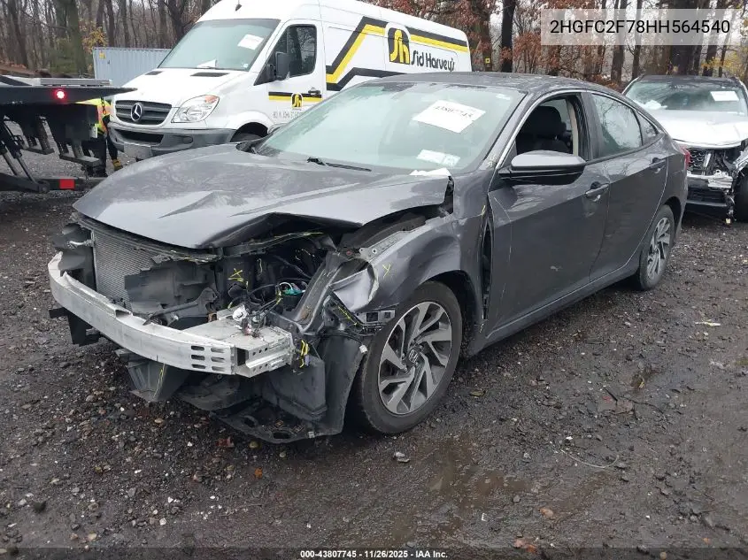 2HGFC2F78HH564540 2017 Honda Civic Ex