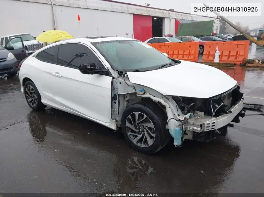 2HGFC4B04HH310926 2017 Honda Civic Lx-P